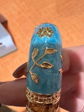 Turquoise Gold Floral Perfume Atomizer